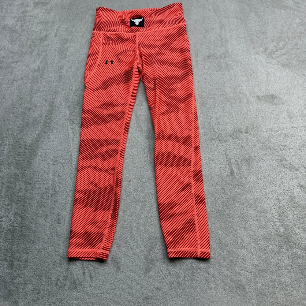 Under Armour Legging Women Small Orange Project Rock HeatGear Stripe Run Workout